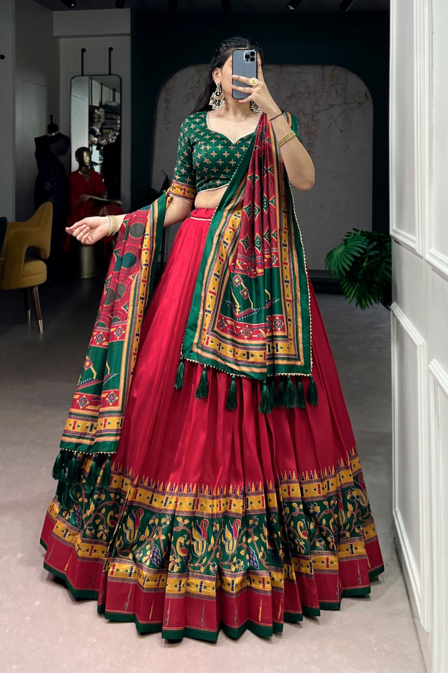 Tasar Silk Festive Shine Lehenga