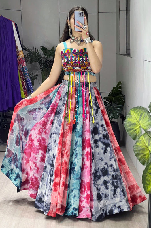 Traditional Shibori Prints Lehenga With Fancy Top | Navratri