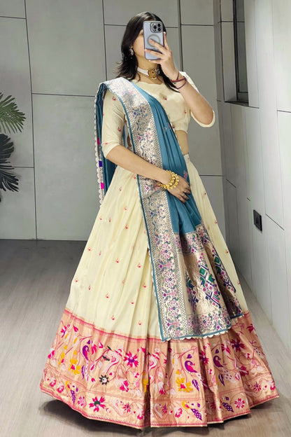 Paithani Silk Lehenga Choli With South India Style
