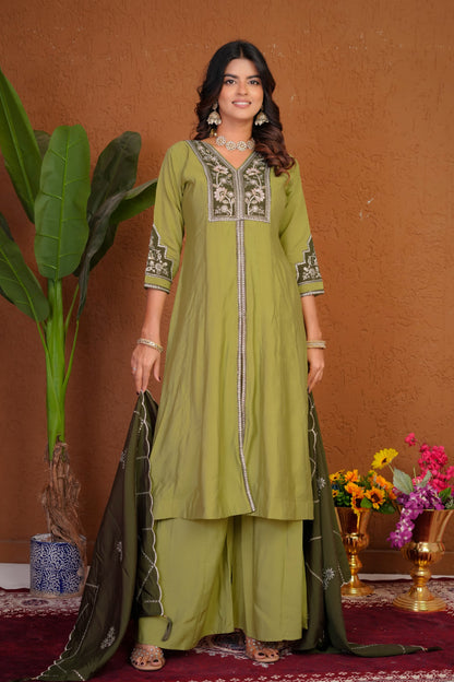 Anarkali Kurti With Plazzo Dupatta Set