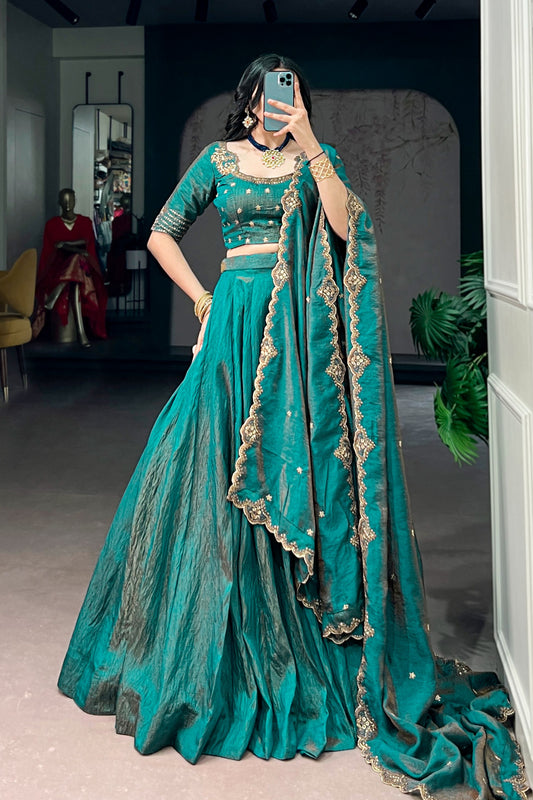 Emerald Royal Elegance | Wedding NC Silk Lehenga |