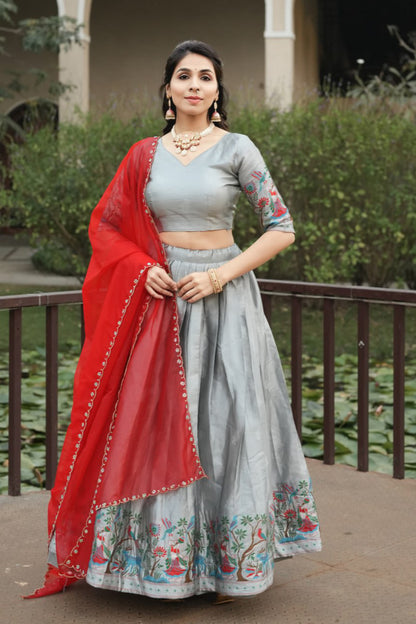 New Arrivals Silver Silk Traditional Lehenga