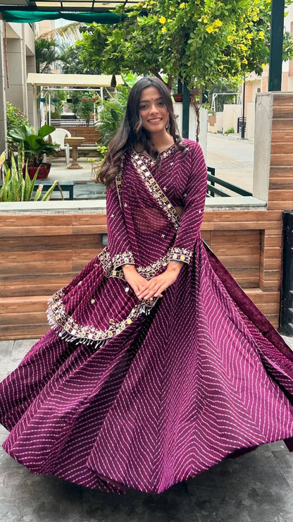 Designer Bandhej Georgette Chaniya Choli | Full Flair Navratri Special Outfit