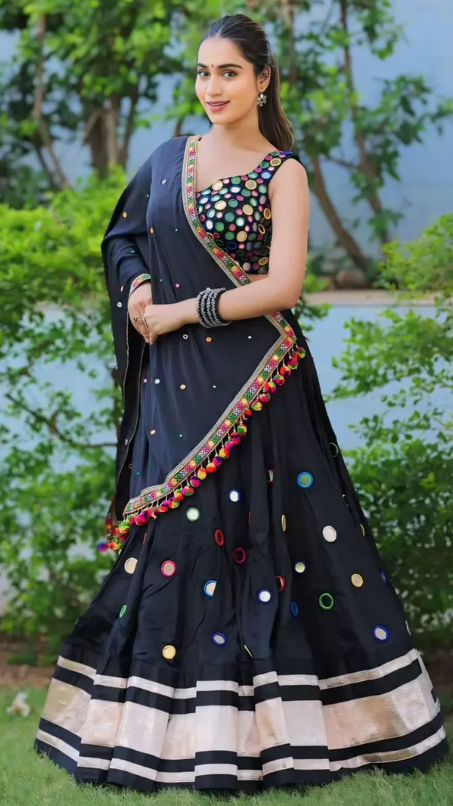 Navratri Special Mirror Work Lehenga