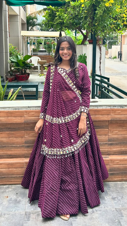 Designer Bandhej Georgette Chaniya Choli | Full Flair Navratri Special Outfit