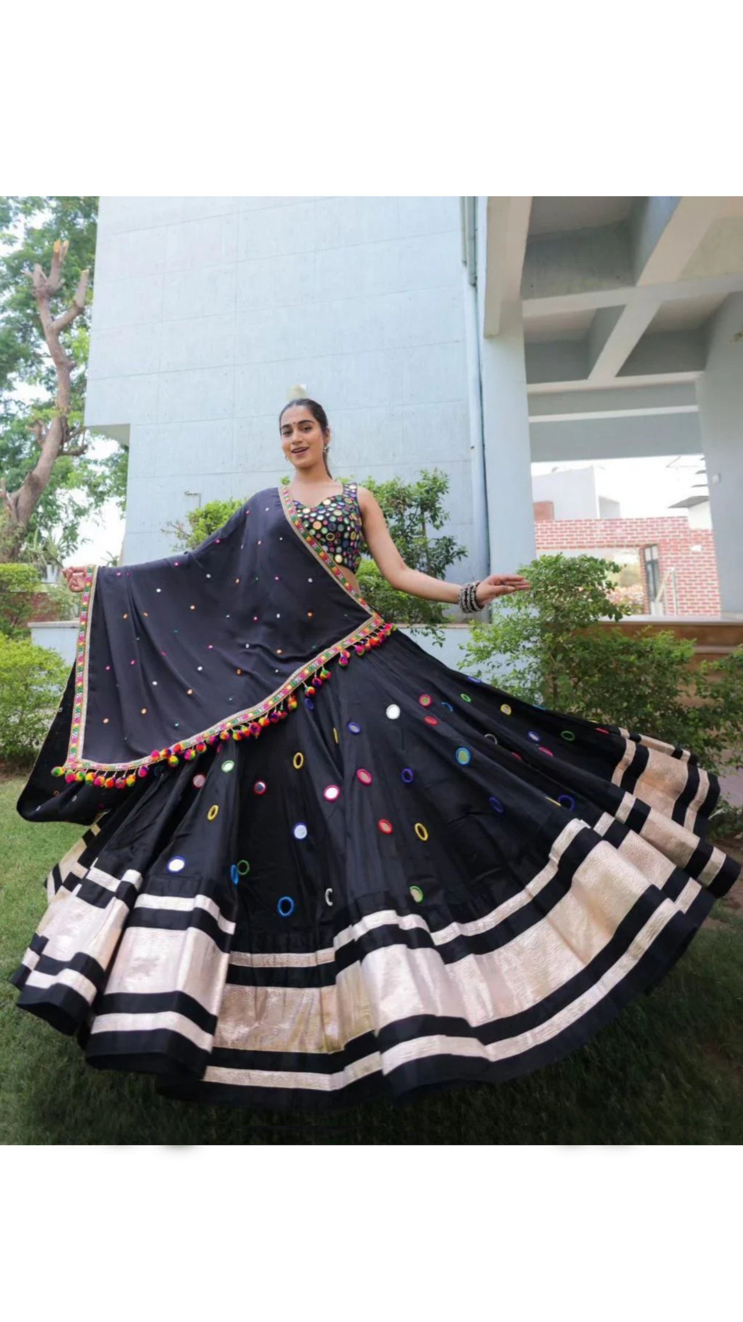 Navratri Special Mirror Work Lehenga