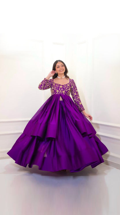 Elegant Long Peplum Lehenga Set for Women