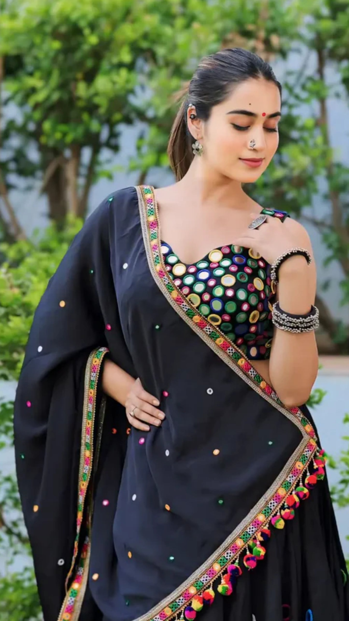 Navratri Special Mirror Work Lehenga