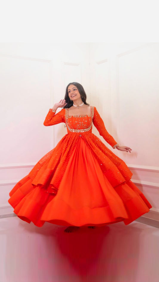 Long Peplum Style Lehenga Set