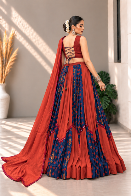 Royal Rust & Navy Lehenga