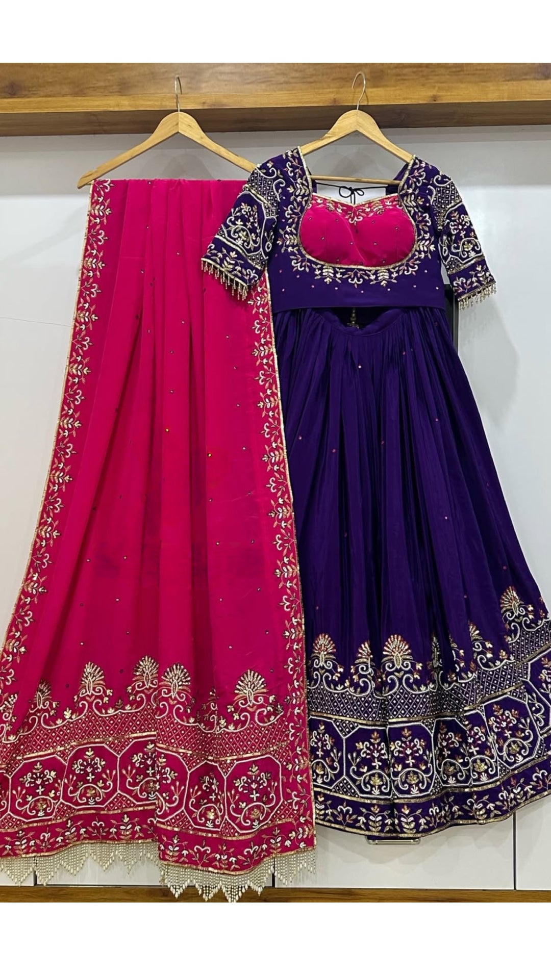 Royal Purple & Rani Pink Couple Lehenga Set