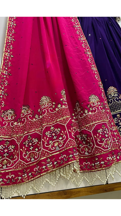 Royal Purple & Rani Pink Couple Lehenga Set