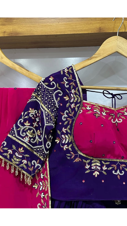 Royal Purple & Rani Pink Couple Lehenga Set