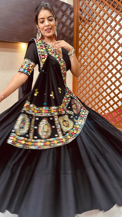 Navratri Special Black Mirror Work Choli