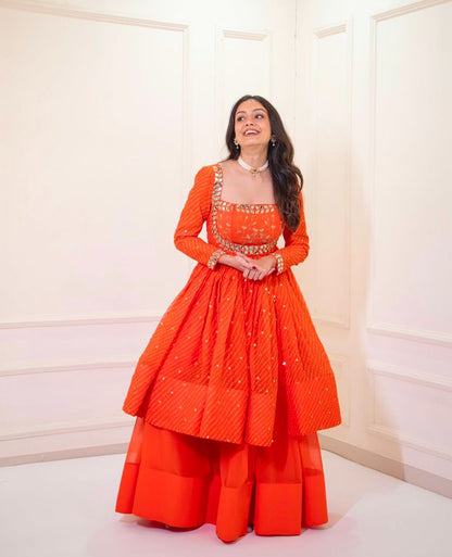 Long Peplum Style Lehenga Set