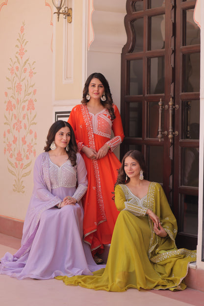 Georgette Gown Dupatta Set