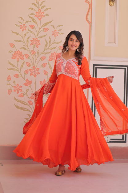 Georgette Gown Dupatta Set