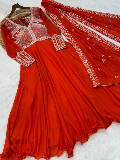 Georgette Gown Dupatta Set