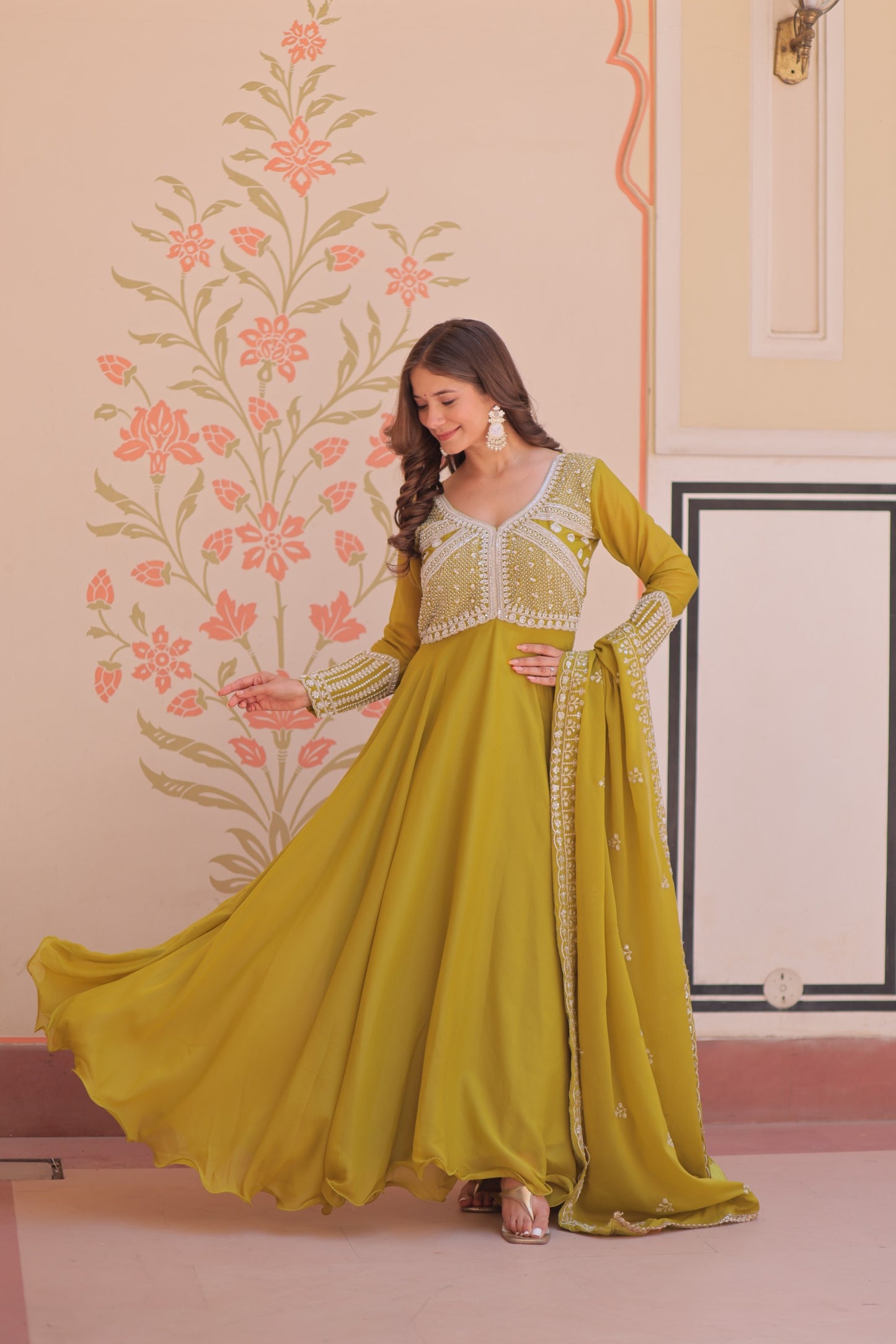 Georgette Gown Dupatta Set