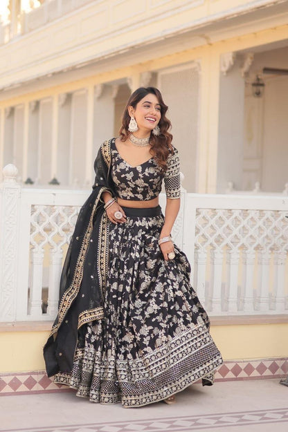 Pure Viscose Jacquard Lehenga