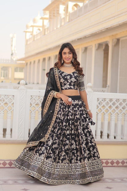 Pure Viscose Jacquard Lehenga