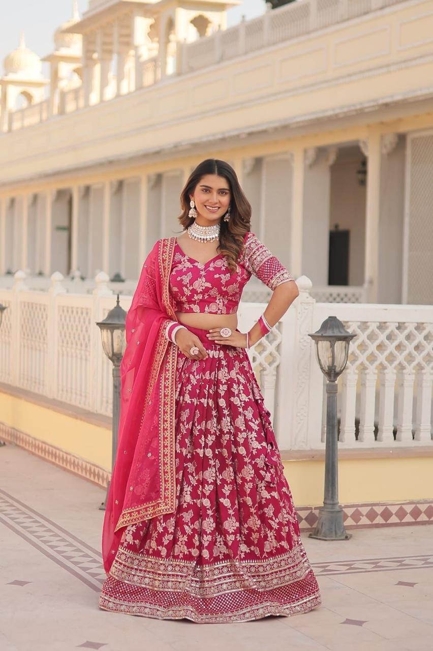 Pure Viscose Jacquard Lehenga