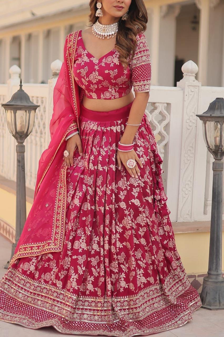 Pure Viscose Jacquard Lehenga