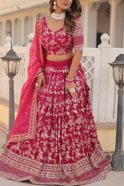 Pure Viscose Jacquard Lehenga