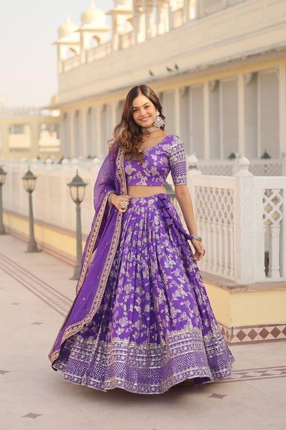 Pure Viscose Jacquard Lehenga