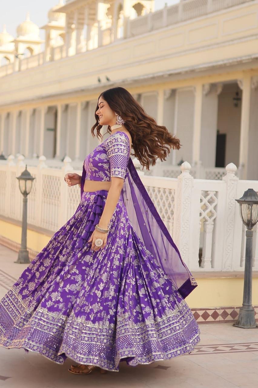 Pure Viscose Jacquard Lehenga