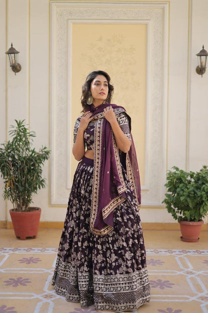 Pure Viscose Jacquard Lehenga