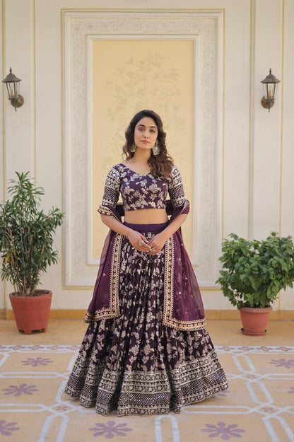 Pure Viscose Jacquard Lehenga