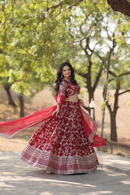 Pure Viscose Jacquard Lehenga