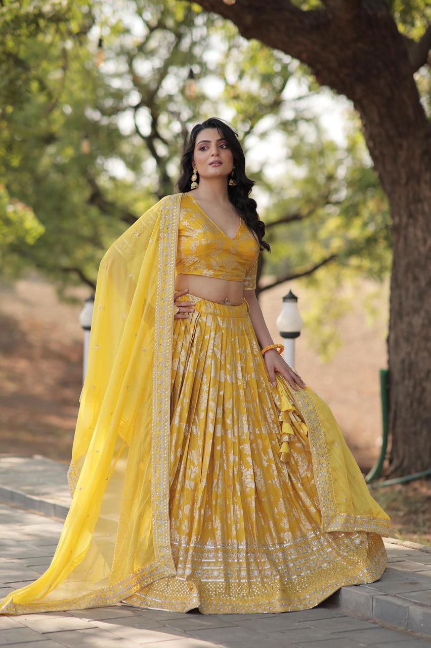 Pure Viscose Jacquard Lehenga
