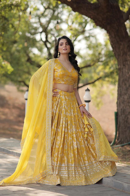 Pure Viscose Jacquard Lehenga
