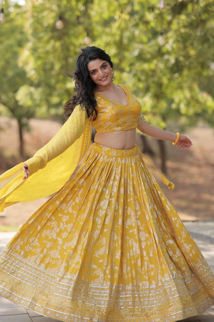 Pure Viscose Jacquard Lehenga