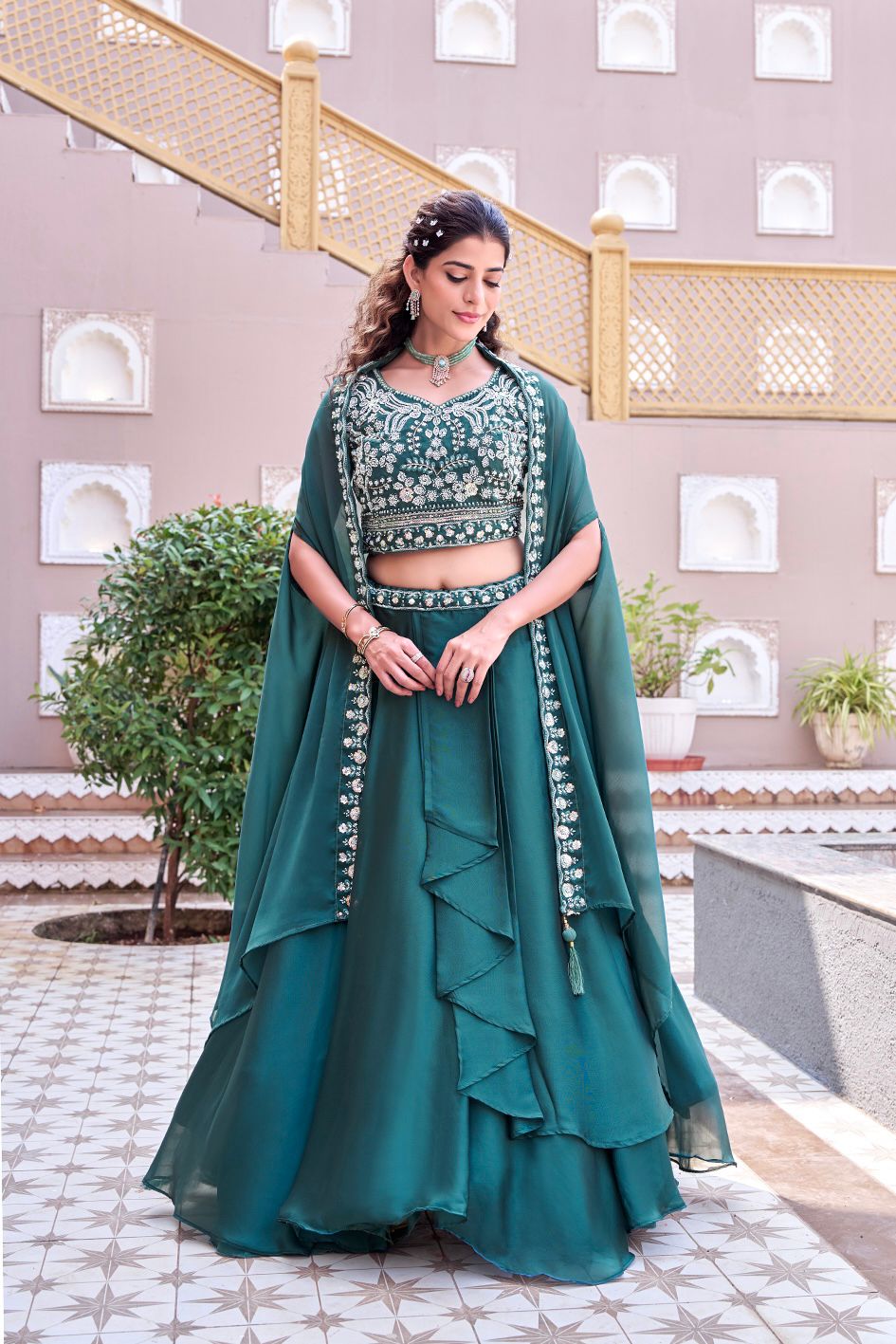 Indo Western Style Three Piece Choli