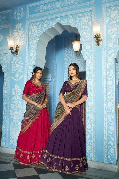Luxurious Vichitra Silk Lehenga Choli
