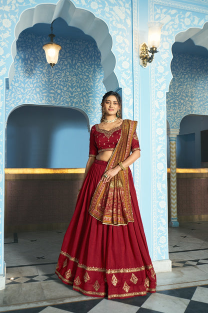 Luxurious Vichitra Silk Lehenga Choli