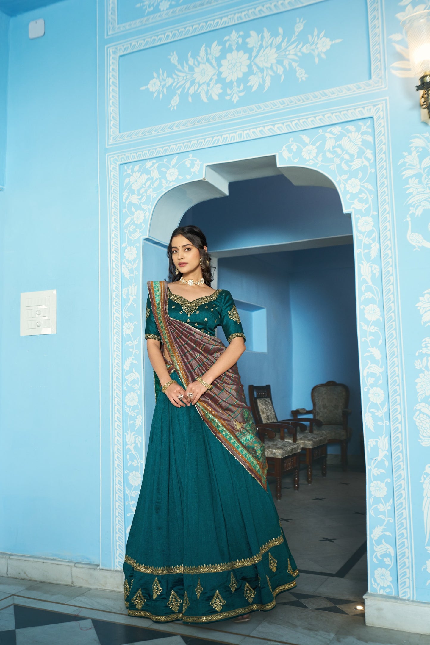 Luxurious Vichitra Silk Lehenga Choli