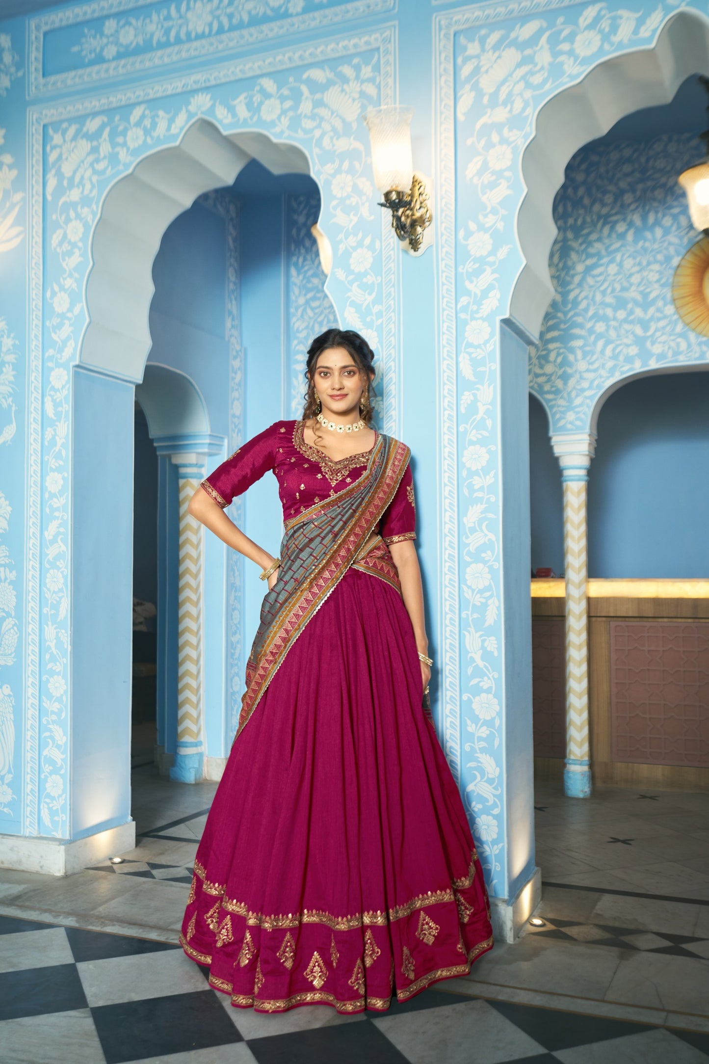 Luxurious Vichitra Silk Lehenga Choli