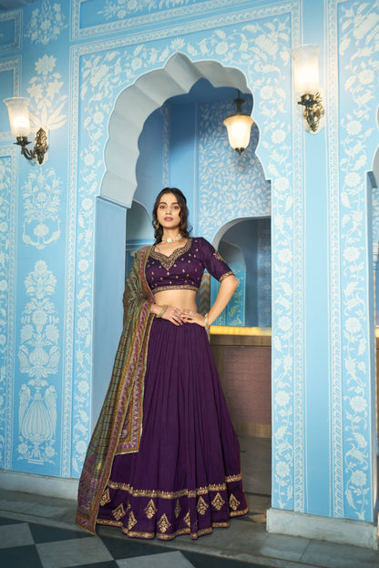 Luxurious Vichitra Silk Lehenga Choli