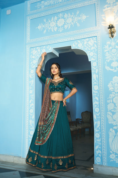 Luxurious Vichitra Silk Lehenga Choli