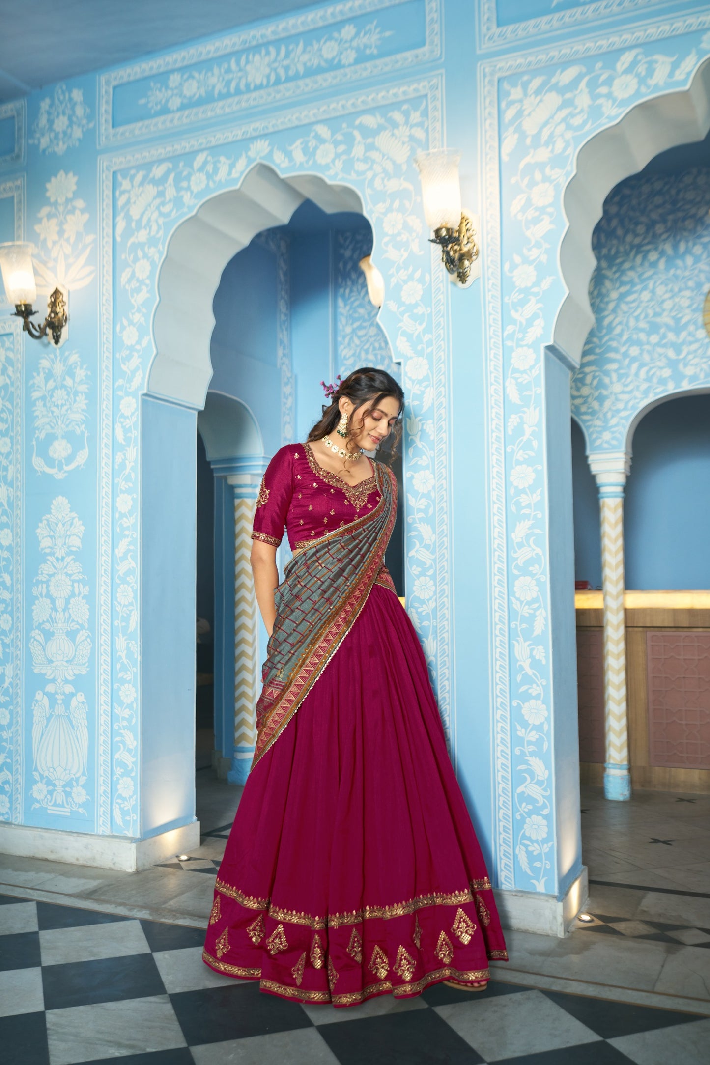 Luxurious Vichitra Silk Lehenga Choli