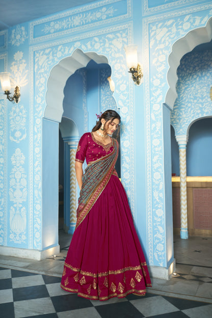 Luxurious Vichitra Silk Lehenga Choli