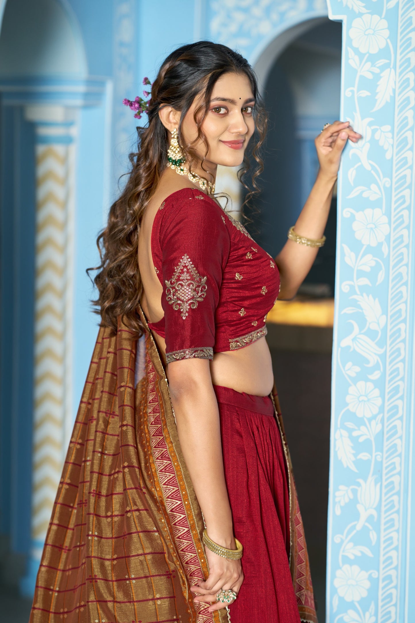 Luxurious Vichitra Silk Lehenga Choli