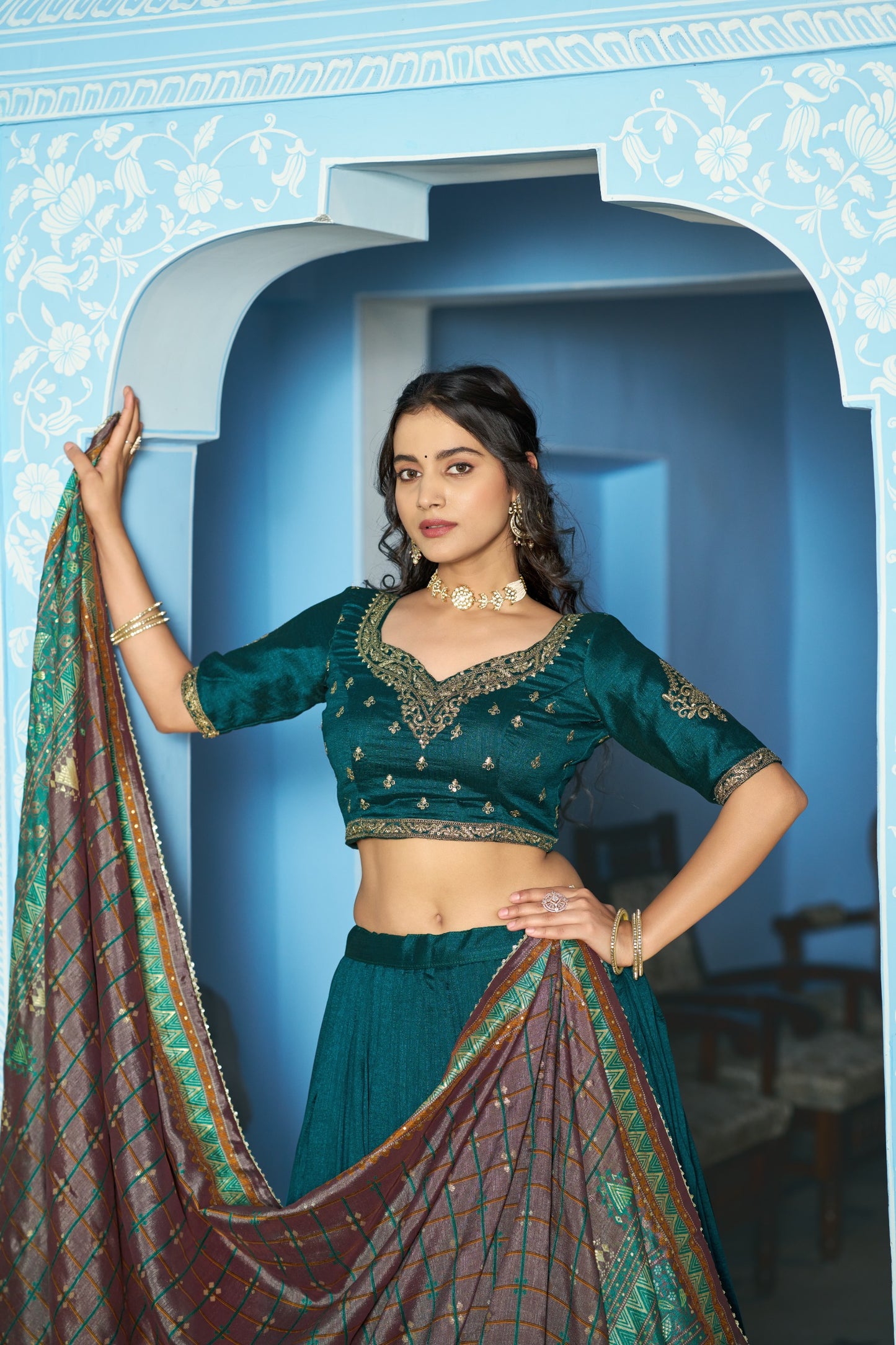Luxurious Vichitra Silk Lehenga Choli