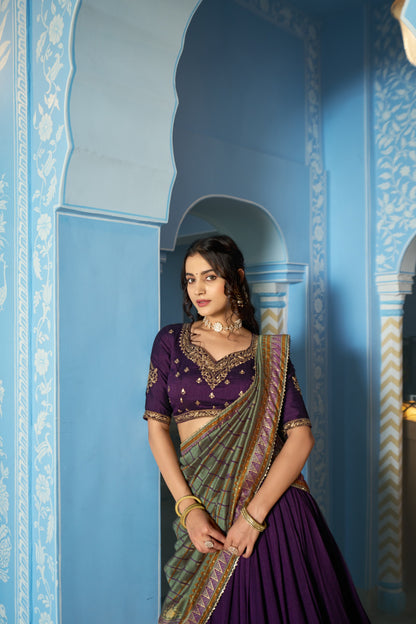 Luxurious Vichitra Silk Lehenga Choli