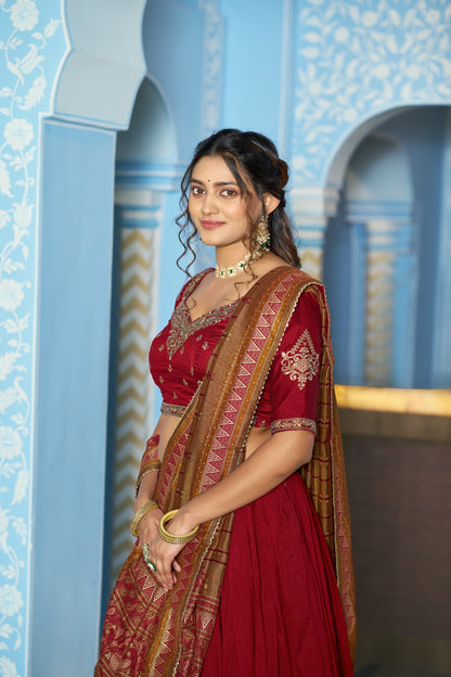Luxurious Vichitra Silk Lehenga Choli