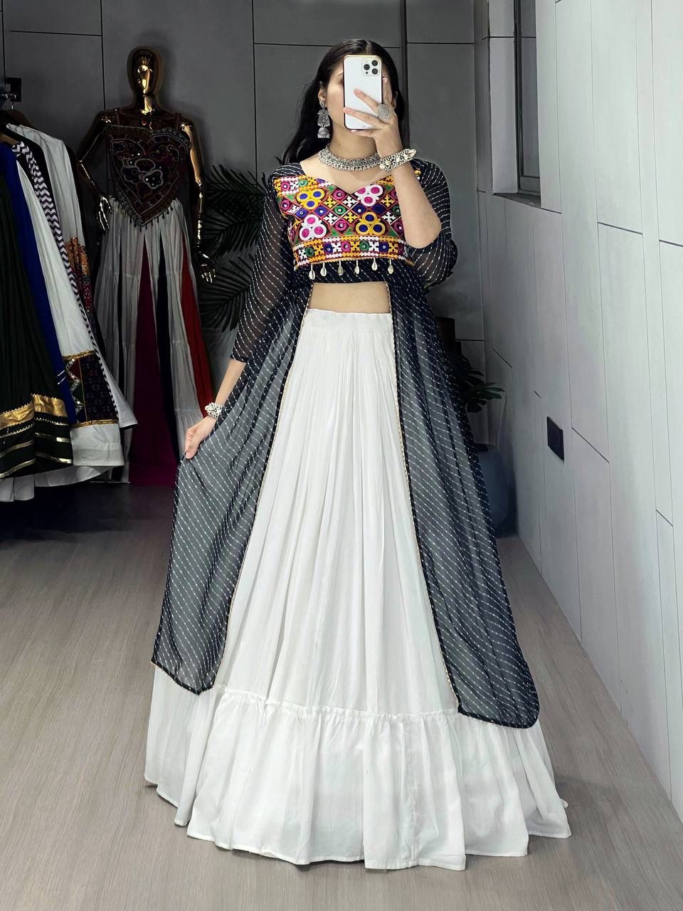 Leheriya Prints Kurtis With Traditional Lehenga Sets